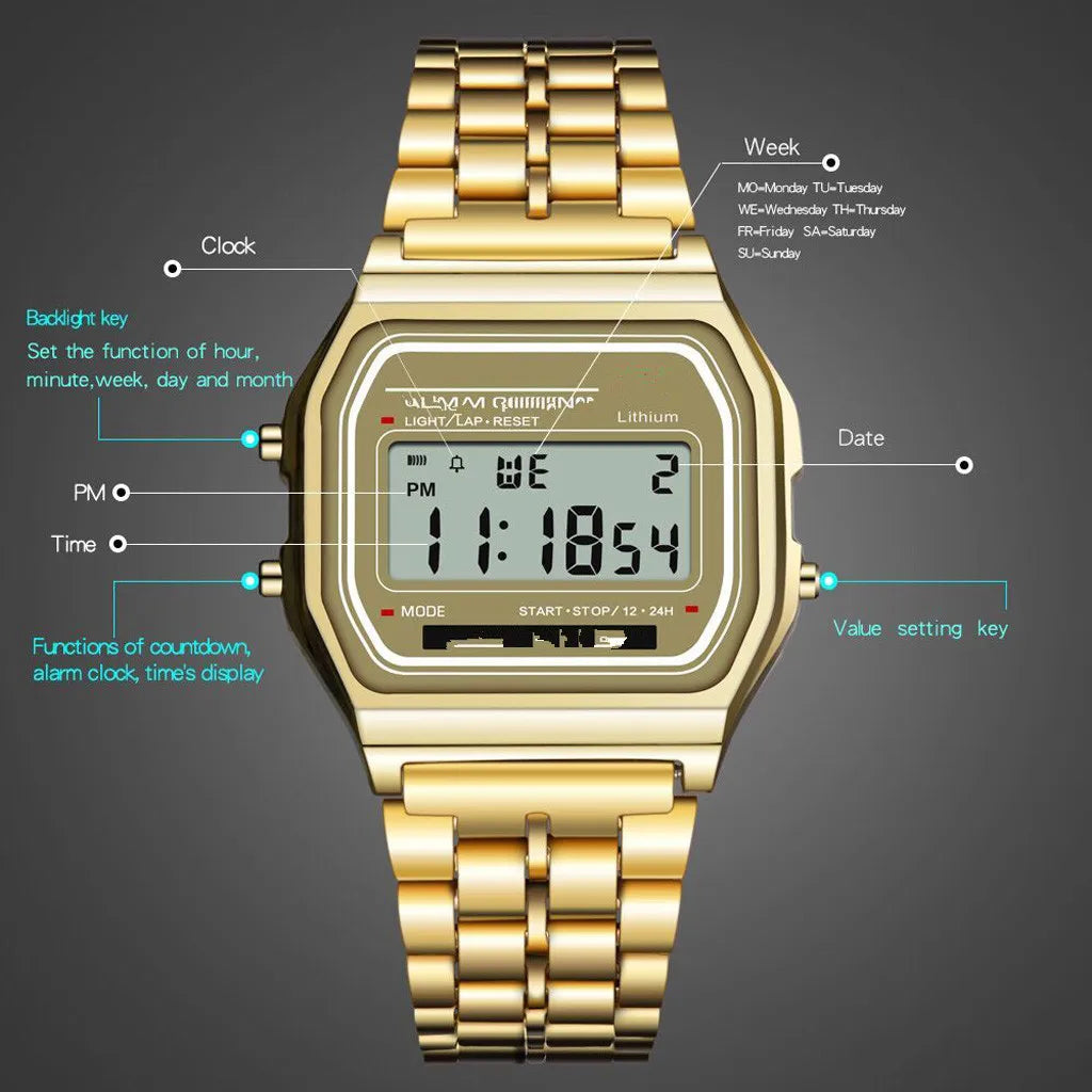 Ultra-Thin Steel Strip LED Watch with Stylish Design - Smarsty