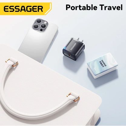 Essager Mini 30W Type C Charger PD QC3.0 Fast Type C Charger For iPhone 16 15 14 13 Pro Samsung S25 Xiaomi iPad Travel Adapter - Smarsty