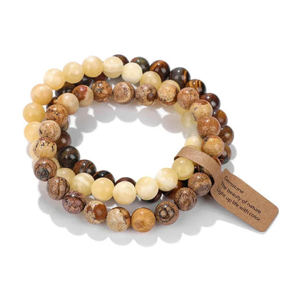Natural Amethyst Crystal Beads Women's Bracelet Multi Layered Design - Smarsty