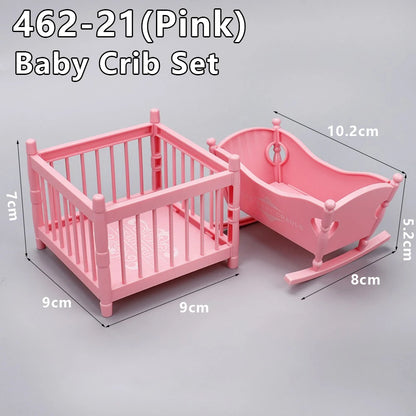 1:12 Dollhouse Miniature Cradle Crib Surround Bed Piano Table Set Furniture Kitchen Model Decor Toy Doll House Accessories