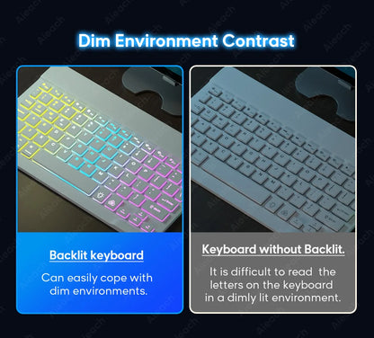 Wireless Tablet Keyboard with Rainbow Backlit for iPad