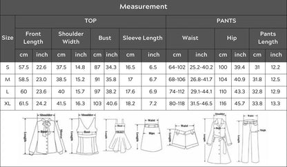 Summer Women's Pajamas Set Screw Neck Tee & Shorts Sleepwear 2 Pieces Heart Print Nightwear Elastic Drawstring Homewear Cloth - Smarsty