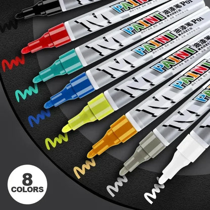 Car paint scratches repair brush pen waterproof water paint marker pen car tire tread care automotive  black white red silver - Smarsty