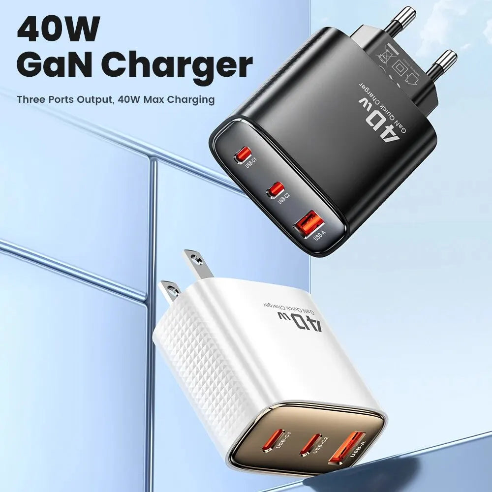 40W GaN USB C Travel Charger Fast Charge for Phones - Smarsty