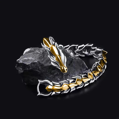 Mens Viking Dragon Bracelet Vintage Punk Bangle - Smarsty