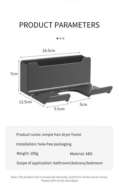Wall Mounted Hair Dryer Holder Organizer for Bathrooms - Smarsty