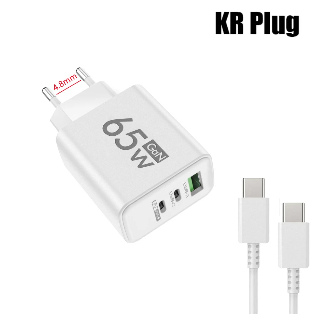 Three Port USB C PD Charger Fast Charge Wall Adapter - Smarsty