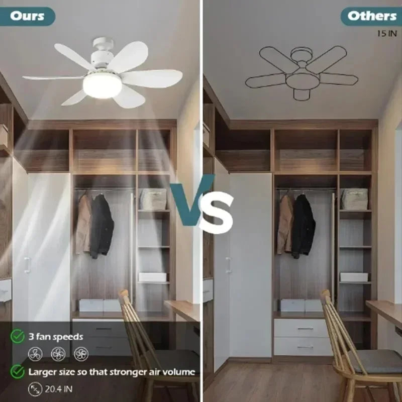Ceiling fan light E27LED40W Strong wind 85-265V silent electric ceiling fan light remote control  85-265V living room kitchen