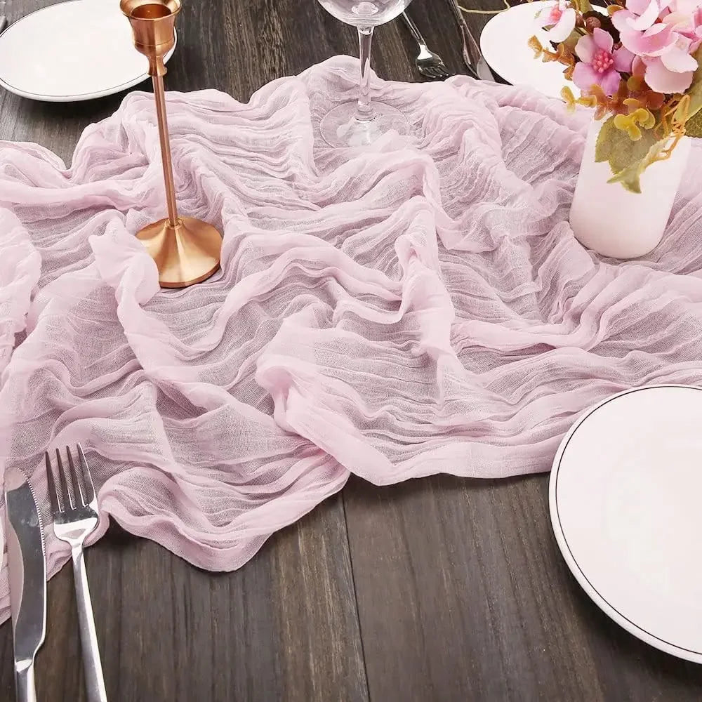 Pink Cheesecloth Table Runner for Romantic Weddings - Smarsty