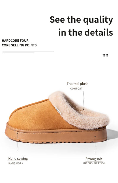 Women's Winter Slippers Non-Slip Indoor House Shoes, Plush Fleece Lined Warm Cotton Slippers with Soft Sole for Home Comfort - Smarsty