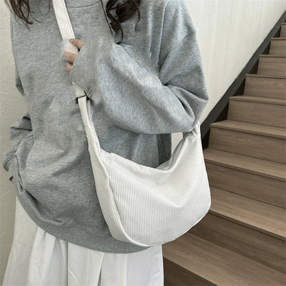 Corduroy Shoulder Bag Minimalist Crossbody For Women - Smarsty