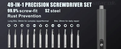 49 in 1 Electric Screwdriver Set 5 Torque Settings Precision Power Tool Magnetic Screw Driver Bits for iPhone Glasses Watch PC