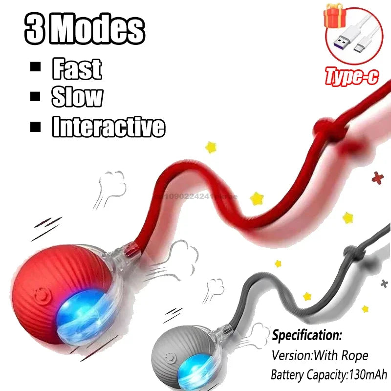 Automatic Rolling Cat Ball Toy with Rechargeable Faux Tail - Smarsty