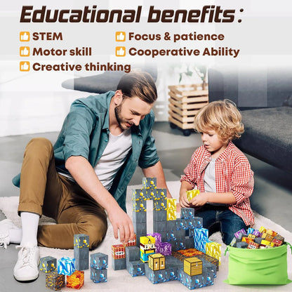 Magnetic Building Blocks Mine World Magnet Cube Set for Boy Girl Kid Age 3+ DIY Model Children STEM Educational Sensory Toy - Smarsty