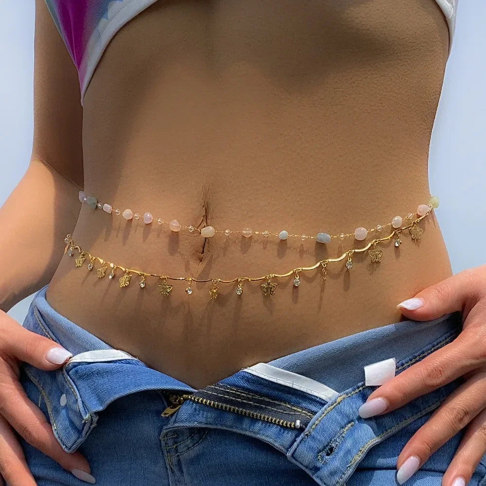 Colorful Crystal Butterfly Belly Chain for Women - Smarsty