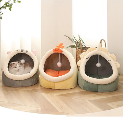 Deep Sleep Cat Bed Cartoon Pet Bed Foldable Removable Washable Pet Sleeping Bed for Small Dog Mat Bag Cave Cats Bed - Smarsty