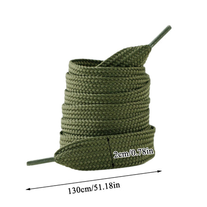 1 Pair Shoelaces Flat Thicken Weave Craft Off 2cm Wide Black White Shoe Laces High-top Sneaker Canvas Shoelace Accessories - Smarsty