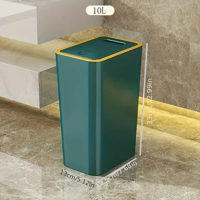 Odor Proof Trash Can with One-Touch Modern Design Durable Plastic Bathroom Kitchen Bin Space Saving Leakproof