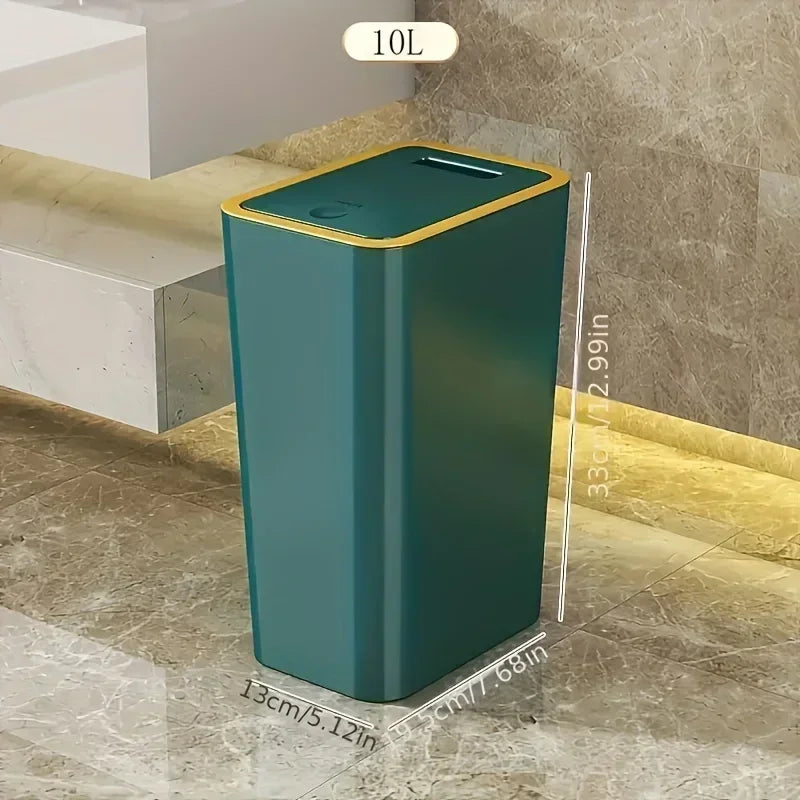 Odor Proof Trash Can with One-Touch Modern Design Durable Plastic Bathroom Kitchen Bin Space Saving Leakproof