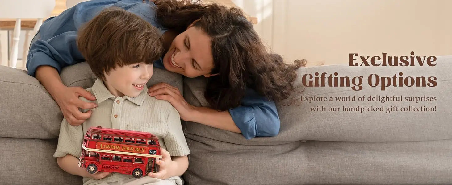 Robotime rolife London Tour Bus 3D Wooden Puzzles Wood Model Toy Car to Build Crafts Collectibles Gifts for Boys Girls