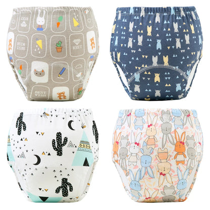 4PCS Baby Waterproof Diapers Pee Shorts Underwears Reusable Soft Ecological Cotton Toddler Potty Training Pants For Boys Girls