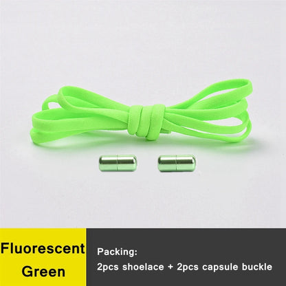 21 Colors No Tie Shoelaces Round Color Metal Lock Elastic Shoelace General For Children And Adults Sneakers Lazy Laces Unisex - Smarsty
