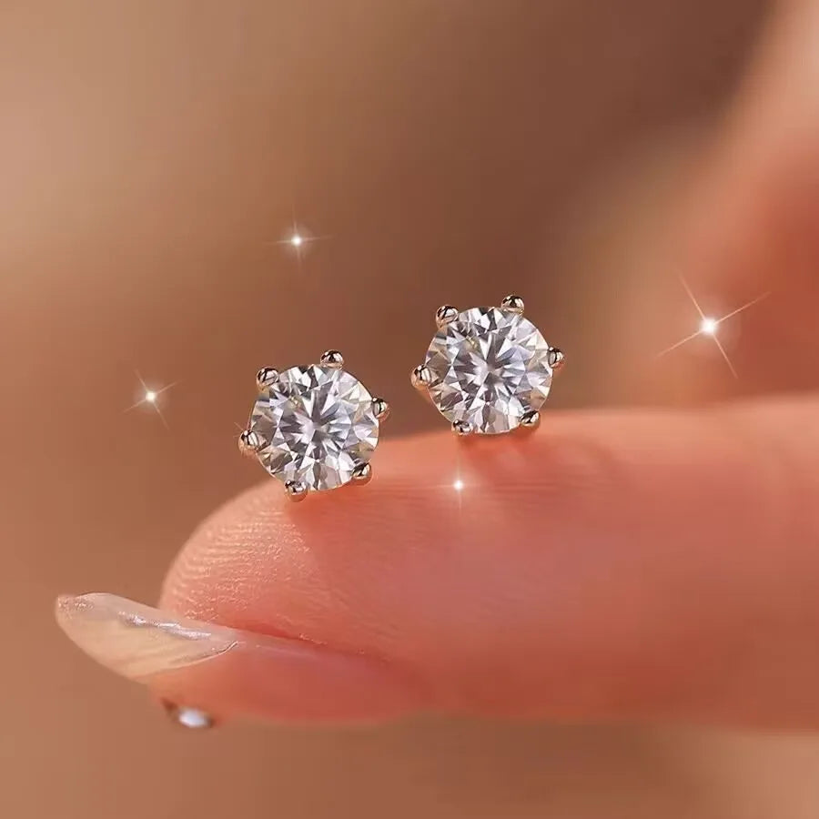 Certified Moissanite Stud Earrings 18K Plated Silver - Smarsty