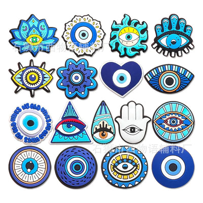 Evil Eye Shoe Charms for Crocs Accessories Blue Eyeball Monster Badge Women Buckle Kids Pins Decoration Jeans Shoes Accessories - Smarsty