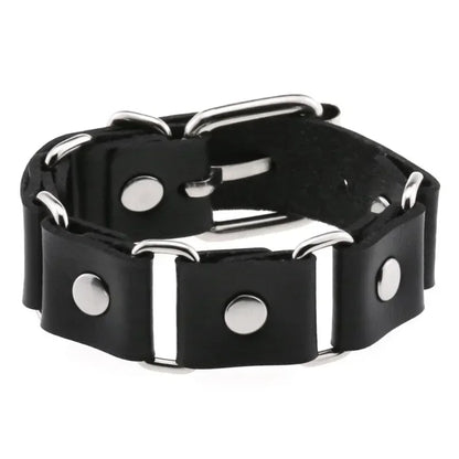 Unisex PU Leather Punk Bracelet with Spikes and Skull - Smarsty