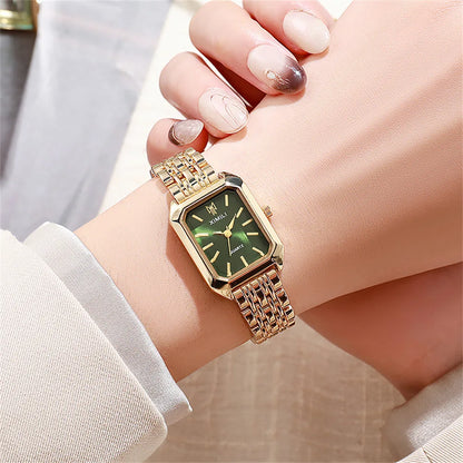 Women's Luxury Square Quartz Watch with Gold Alloy Strap - Smarsty