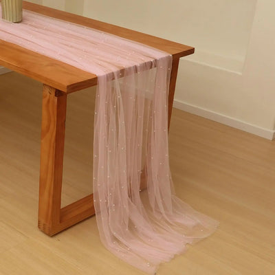 White Pearl Lace Table Runner for Elegant Events - Smarsty