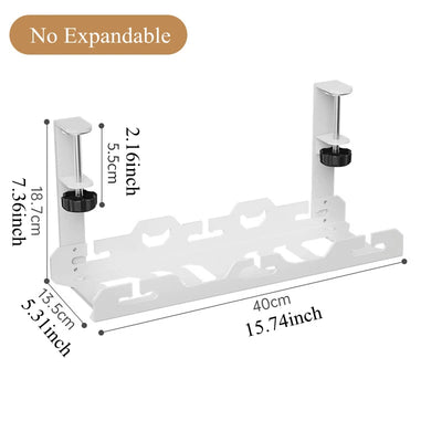 Telescopic Under Table Storage Rack Metal Cable Management Tray Home Office Desk Wire Organizer No Punching Storage Accessories by Smarsty