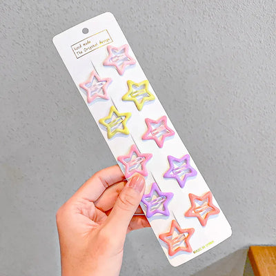 Cute Colorful Star Hair Clips Set for Girls - Smarsty