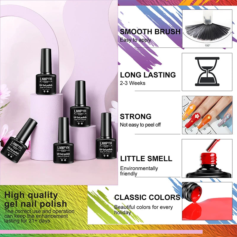 Professional Gel Nail Polish Kit with UV LED Dryer - Smarsty