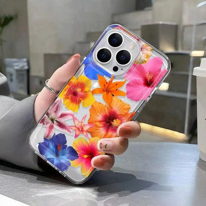 Clear Floral Pattern Phone Case For iPhone 7 To 16 - Smarsty