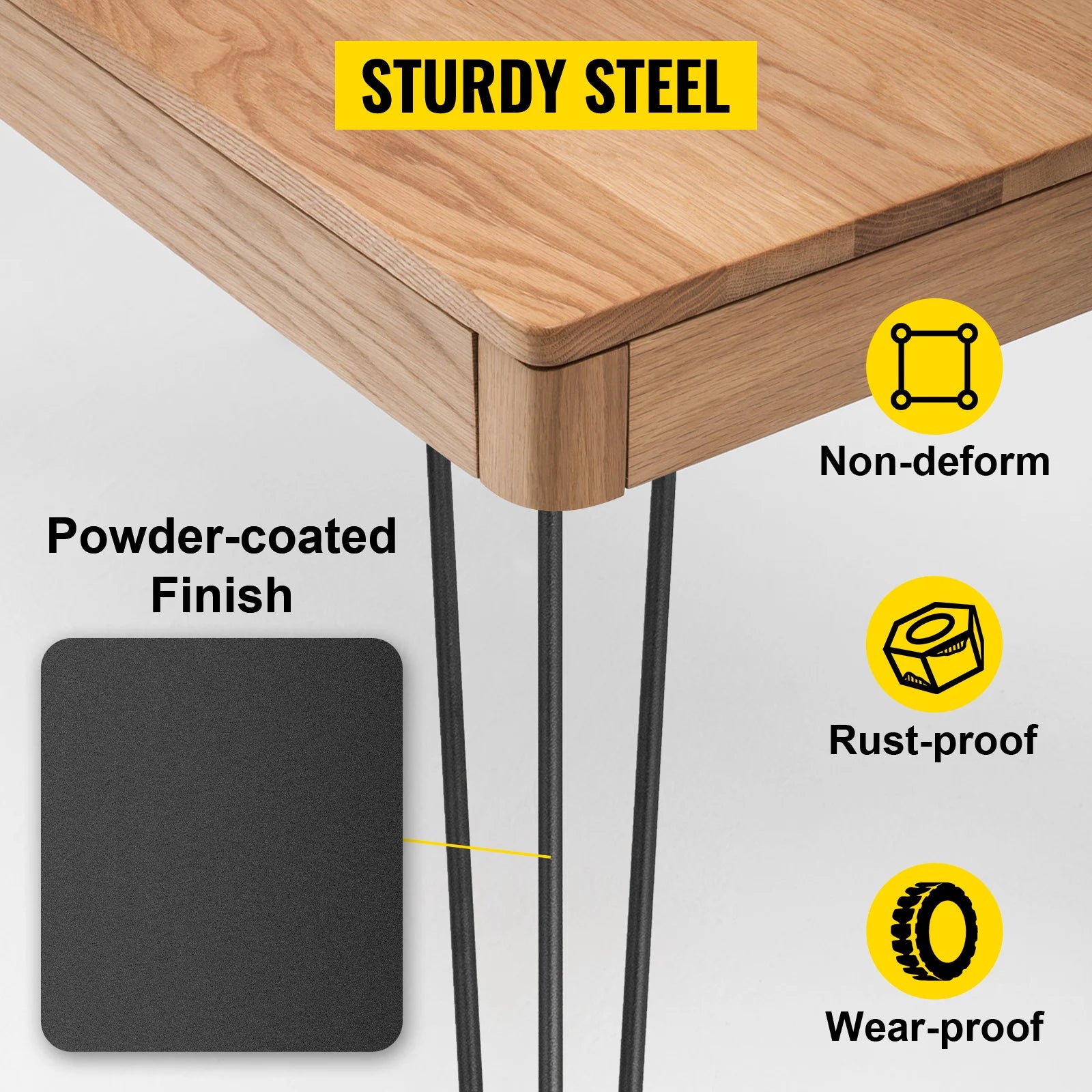 SucceBuy 4Pcs Metal Table Legs 16-40 Inch 3-Rod Hairpin Furniture Legs DIY Home Bench Dining Desk End Coffee Table Feet
