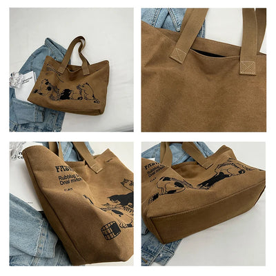Womens Canvas Tote Bag Durable Spacious Zipper Closure - Smarsty