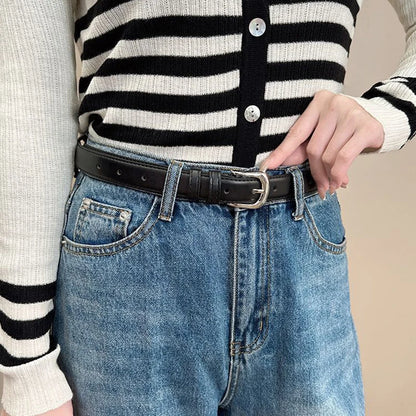 Women PU Leather Thin Belt Soft Comfortable Casual Waistband - Smarsty