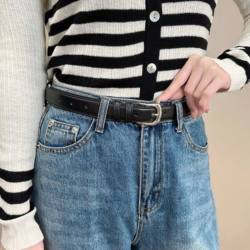 Women PU Leather Thin Belt Soft Comfortable Casual Waistband - Smarsty