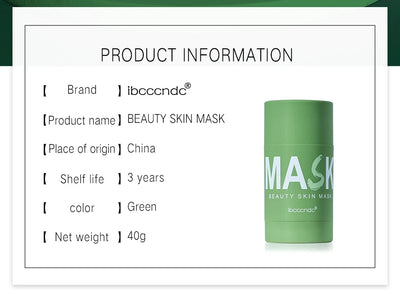 Face Clean Mask Green Tea Cleansing Stick Mask Shrink pores Deep Blackhead Remover facial Cleansing Moisturizing Mask 40g - Smarsty