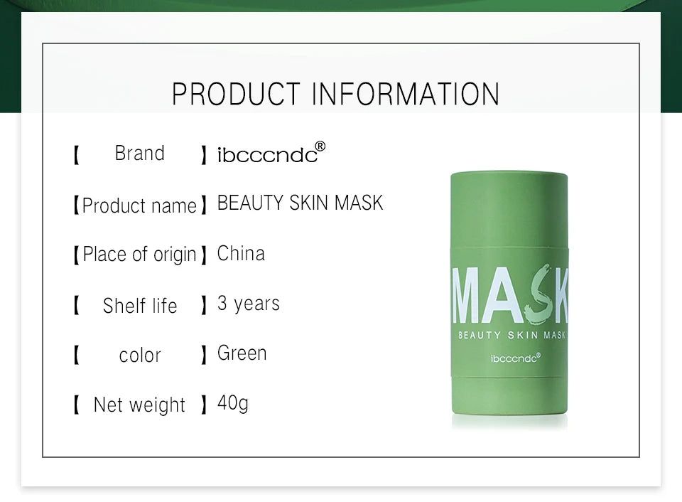 Face Clean Mask Green Tea Cleansing Stick Mask Shrink pores Deep Blackhead Remover facial Cleansing Moisturizing Mask 40g - Smarsty