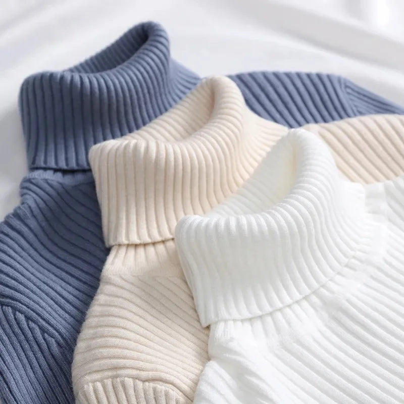 2025 Women Turtleneck Sweater Knitted Soft Pullovers Cashmere Jumpers Basic Solid Soft Sweaters Women Autumn Winter Casual Top - Smarsty