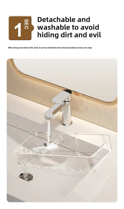 Wall mounted cosmetic and skincare storage rack for bathroom no need for drilling Multi functional kitchebathroom storage rackra by Smarsty