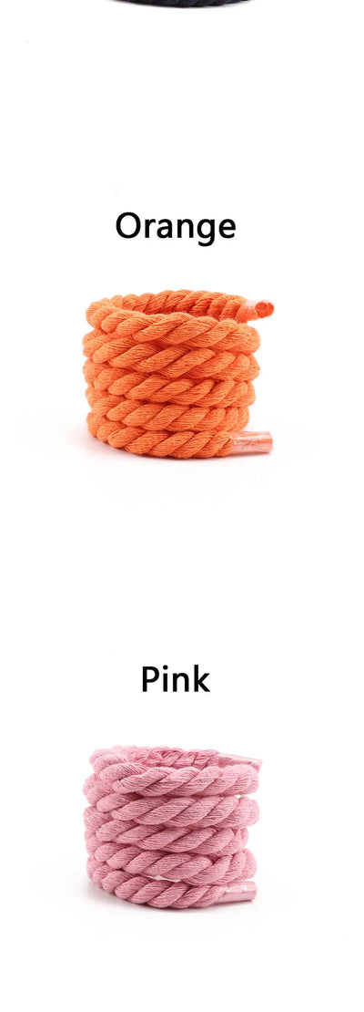 Quality Round Shoelaces Colorful 1CM Thicker Cotton Shoelace Running Sneakers Laces 1Pair 100/120/140CM Boots Shoe laces Shoes - Smarsty