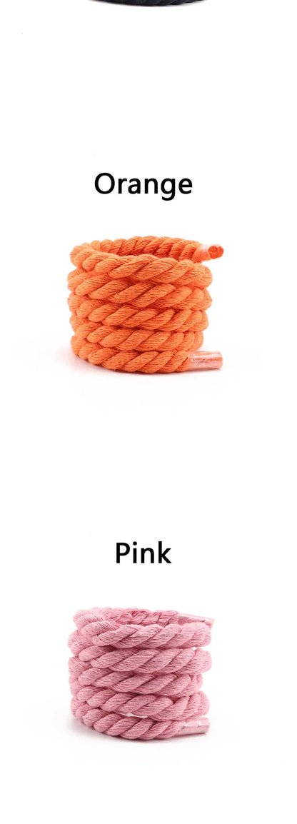 Quality Round Shoelaces Colorful 1CM Thicker Cotton Shoelace Running Sneakers Laces 1Pair 100/120/140CM Boots Shoe laces Shoes