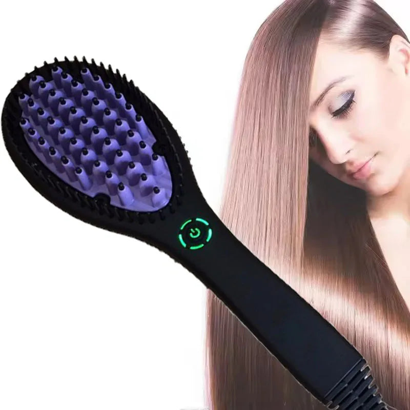 Ceramic Hair Straightener Brush for Fast Smoothing - Smarsty
