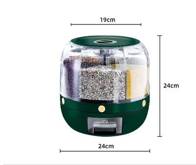 360 Degree Rotating Rice Dispenser Sealed Dry Cereal Grain Bucket Dispenser Moisture-proof Kitchen Food Container Storage Box by Smarsty