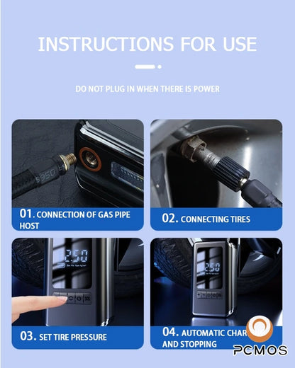 Portable Tire Inflator With LCD Display Wireless Charging - Smarsty