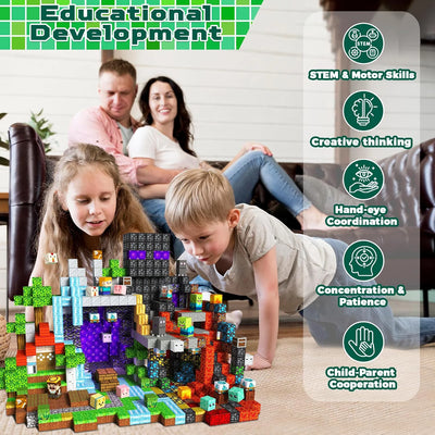 300pcs Warped Forest Magnetic Building Blocks Set, My World Figures Bricks, STEM Educational Toys for Kids, Gifts for Boys Girls
