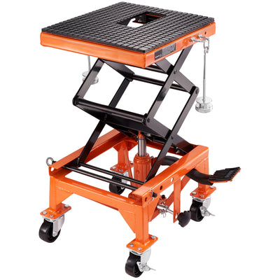 SucceBuy Hydraulic Motorcycle Lift Table 350 LBS Motorcycle Scissor Jack Lift Hydraulic Foot-Operated Jack Stand for Dirt Bike